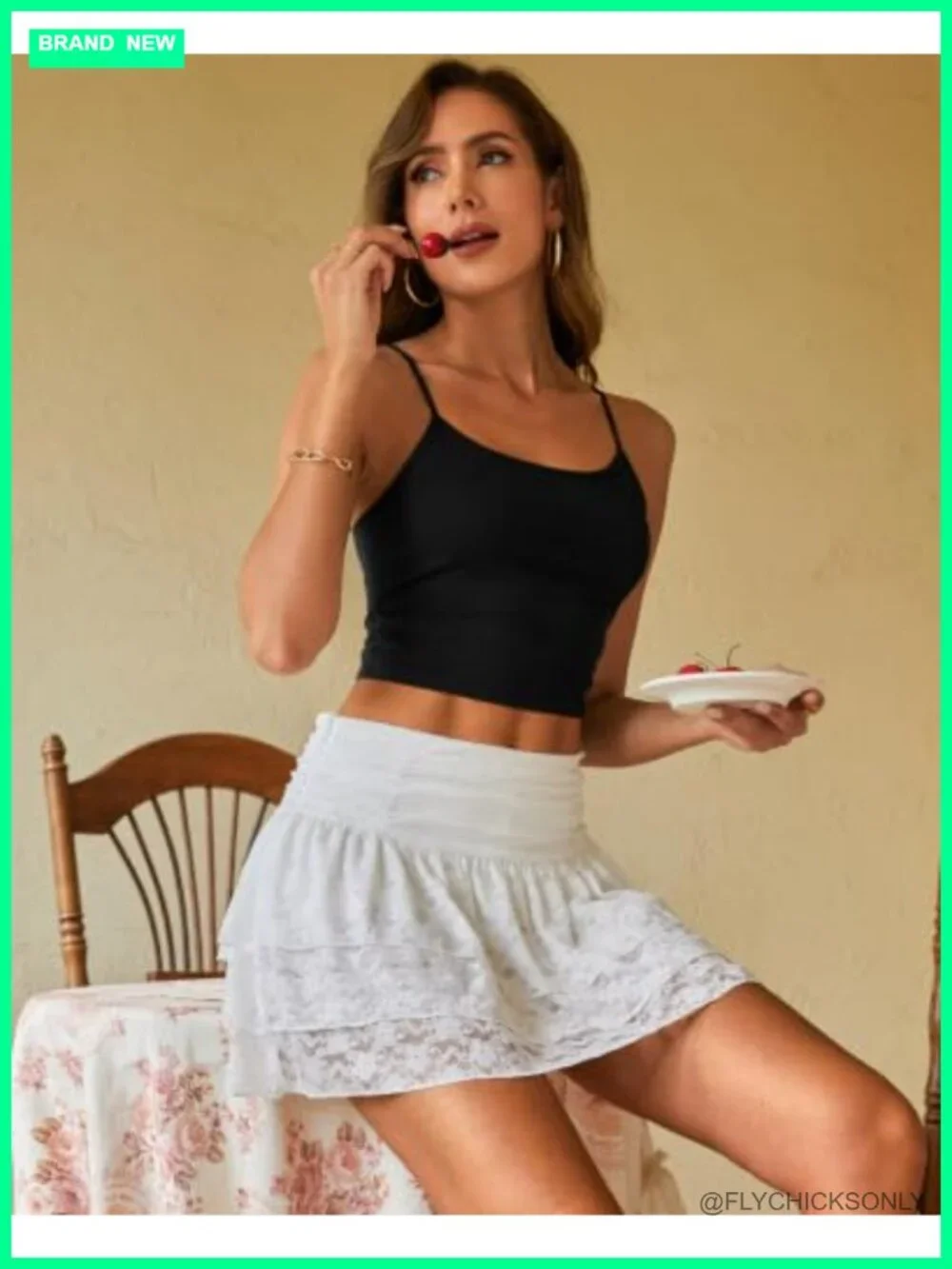 Lace Ruffle Y2K Mini Skort with Built-In Pocket Shorts Ruched Waist A-Line